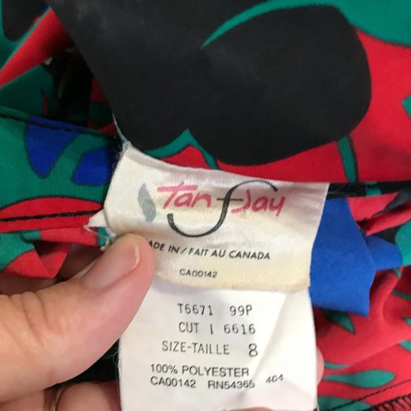 Vintage Tan F Jay Blazer Skirt Suit Tropical Pleated 8 - Picture 8 of 13